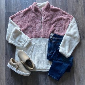 Burgundy Sherpa Pullover